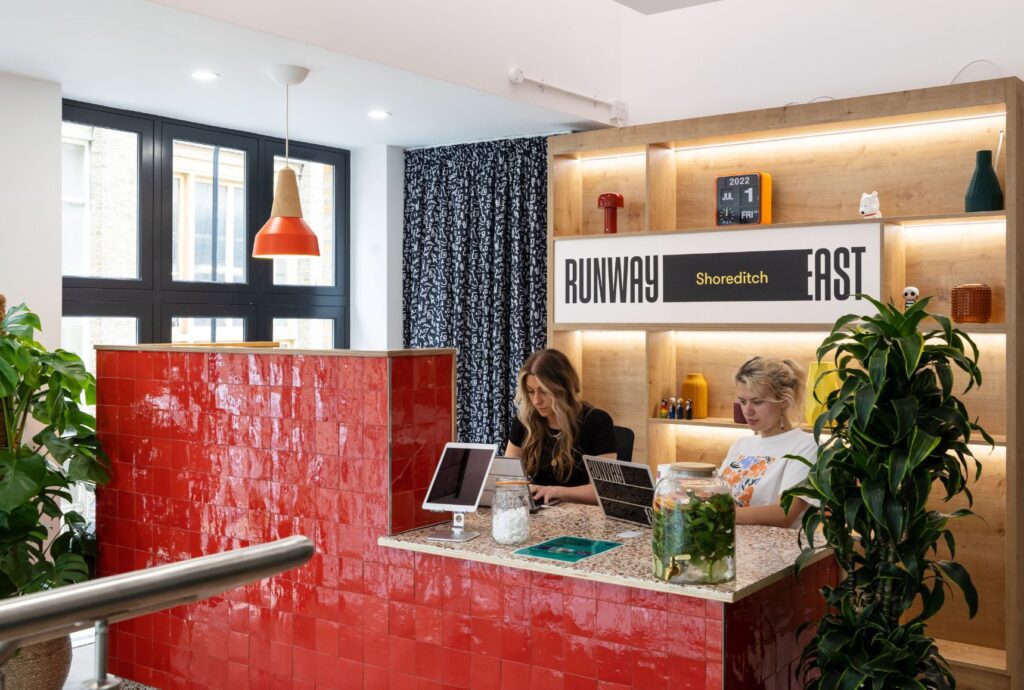 Foresso reception desk at RWE Shoreditch - Sustainable office fit out