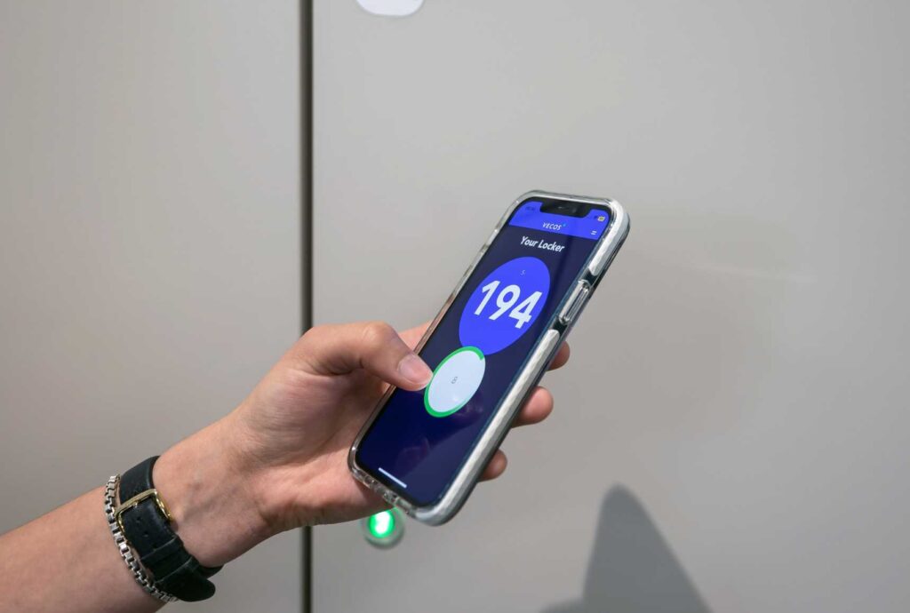 Digital Locker being opened by smartphone app.