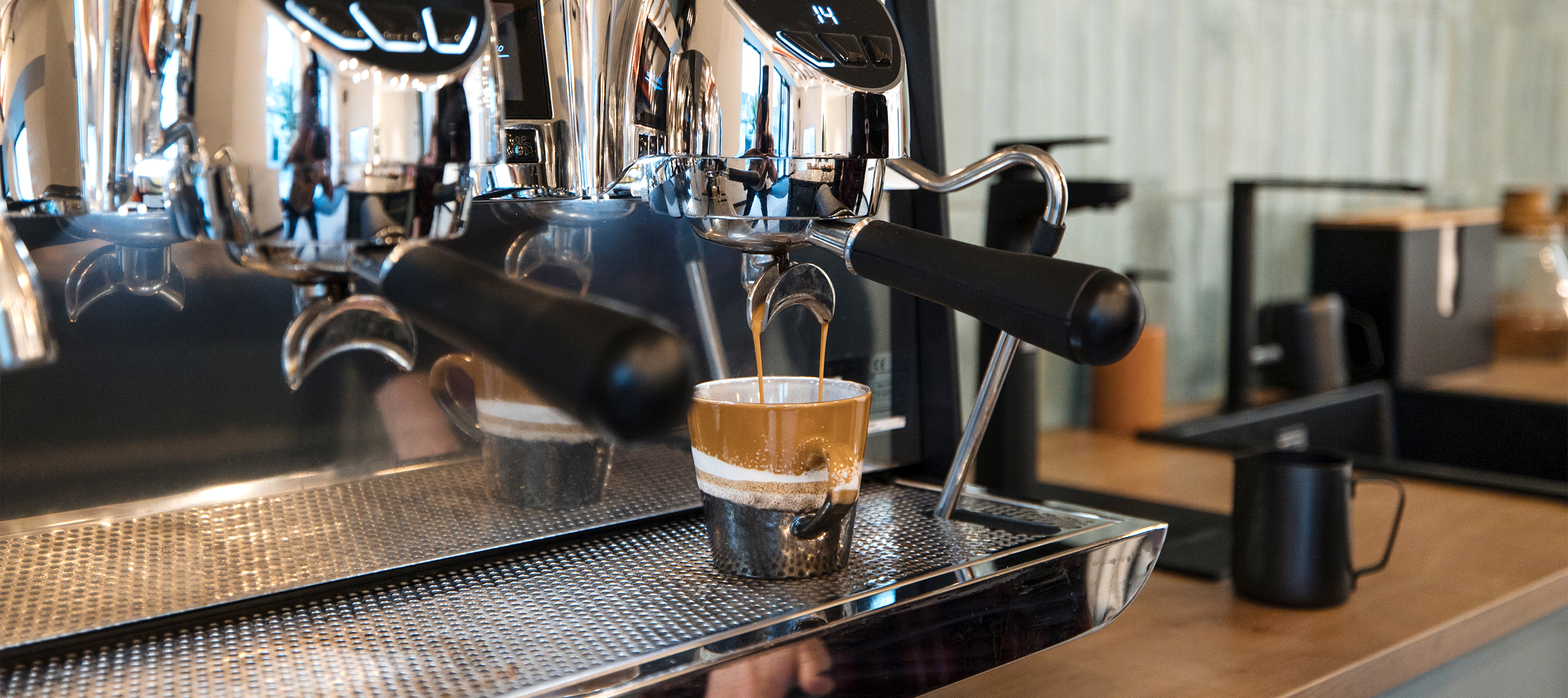 Closeup of coffee machine