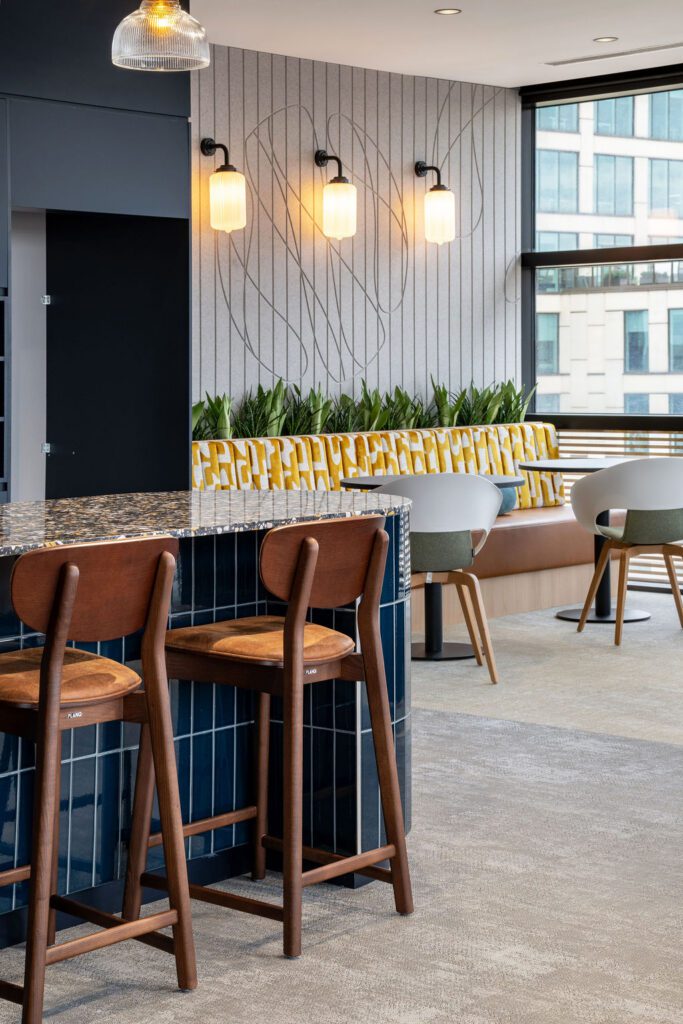 Terrazzo countertop and soft seating TLT Birmingham